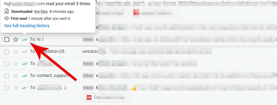 mailtrack The tooltip