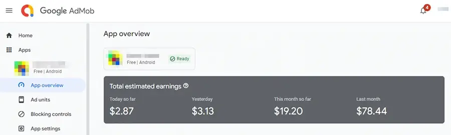 AdMob earnings