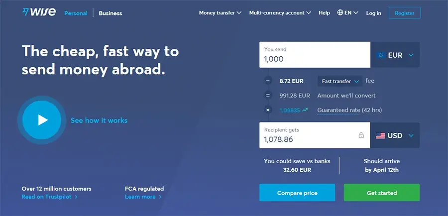 Wiser transferwise website new look