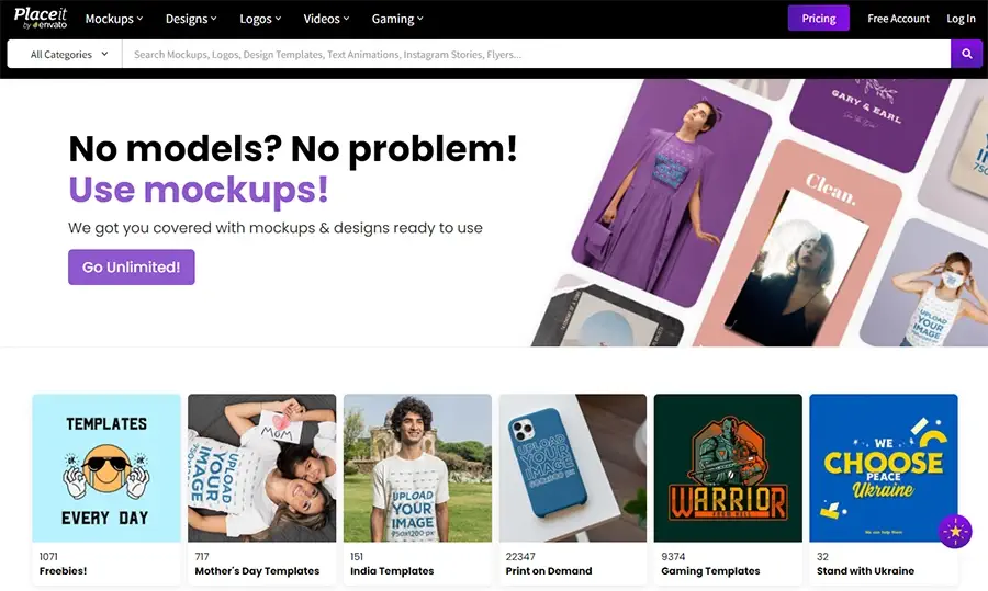 placeit by envato website screenshot