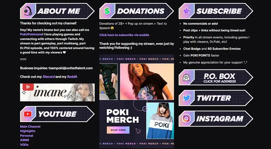 Twitch panels example